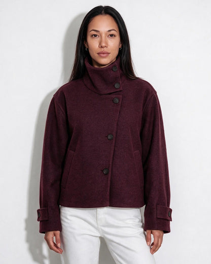 Funnel Collar Jacket | Women | Warm Winter Coat | Casual Layered Outerwear | Steven & Levon