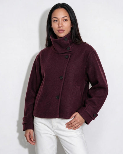 Funnel Collar Jacket | Women | Warm Winter Coat | Casual Layered Outerwear | Steven & Levon