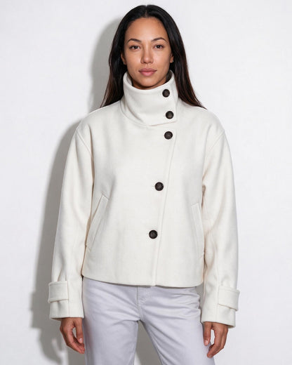Funnel Collar Jacket | Women | Warm Winter Coat | Casual Layered Outerwear | Steven & Levon