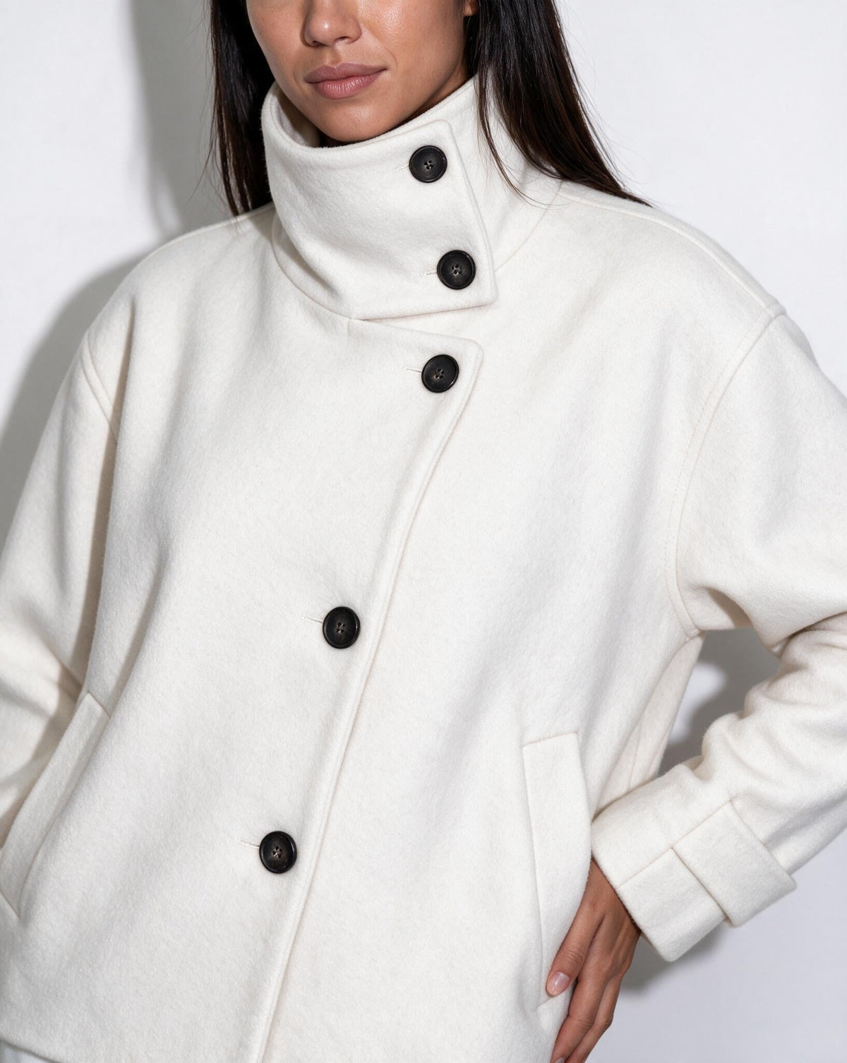 Funnel Collar Jacket | Women | Warm Winter Coat | Casual Layered Outerwear | Steven & Levon