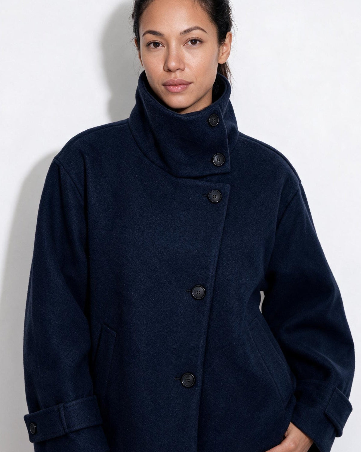 Funnel Collar Jacket | Women | Warm Winter Coat | Casual Layered Outerwear | Steven & Levon