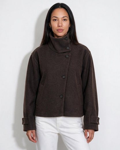 Funnel Collar Jacket | Women | Warm Winter Coat | Casual Layered Outerwear | Steven & Levon