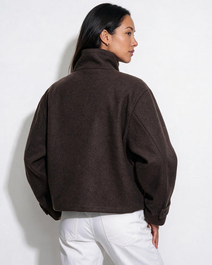 Funnel Collar Jacket | Women | Warm Winter Coat | Casual Layered Outerwear | Steven & Levon