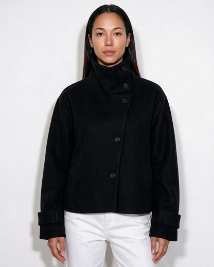 Funnel Collar Jacket | Women | Warm Winter Coat | Casual Layered Outerwear | Steven & Levon
