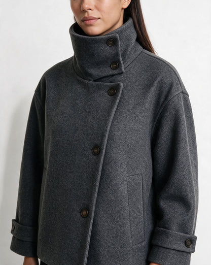 Funnel Collar Jacket | Women | Warm Winter Coat | Casual Layered Outerwear | Steven & Levon