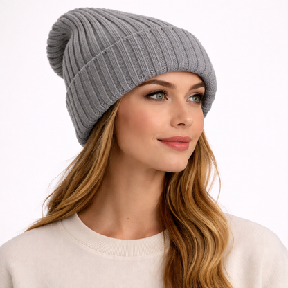 Beanivelle - Ribbed Knit Fold-Up Beanie  Winter Warmth Everyday