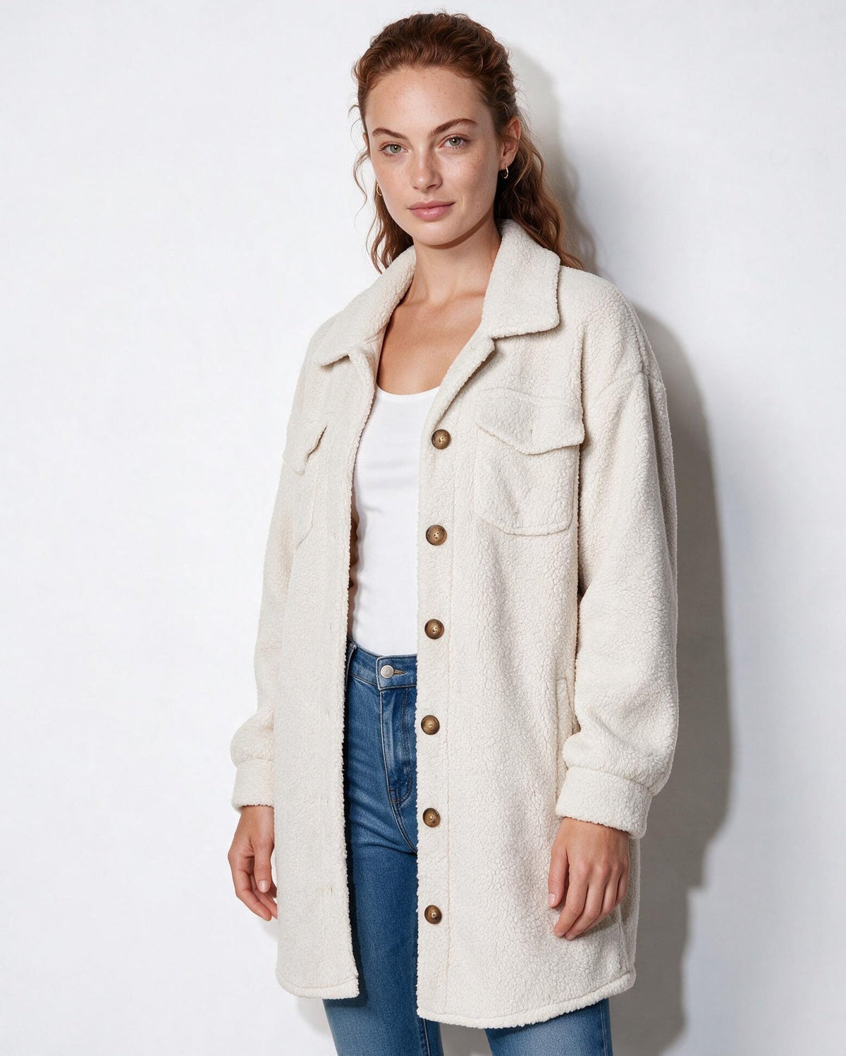 Longline Teddy Coat | Women | Soft Plush Jacket | Cozy Winter Outerwear | Steven & Levon