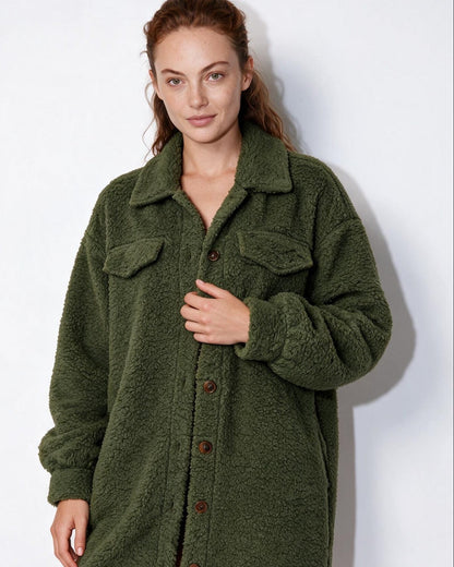 Longline Teddy Coat | Women | Soft Plush Jacket | Cozy Winter Outerwear | Steven & Levon