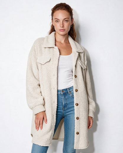 Longline Teddy Coat | Women | Soft Plush Jacket | Cozy Winter Outerwear | Steven & Levon