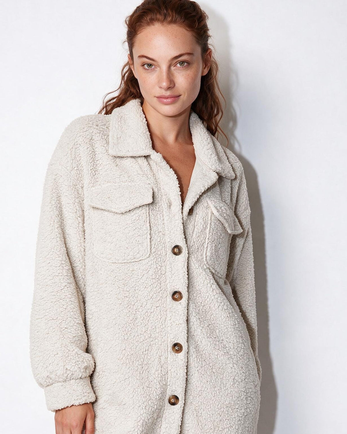 Longline Teddy Coat | Women | Soft Plush Jacket | Cozy Winter Outerwear | Steven & Levon