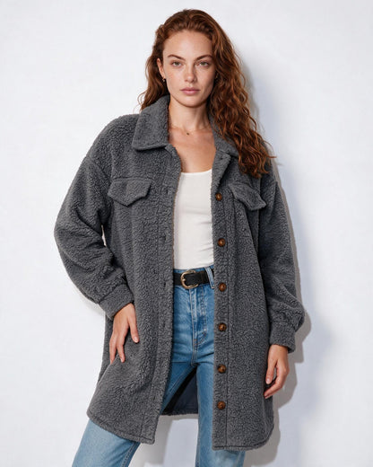 Longline Teddy Coat | Women | Soft Plush Jacket | Cozy Winter Outerwear | Steven & Levon