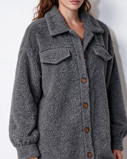 Longline Teddy Coat | Women | Soft Plush Jacket | Cozy Winter Outerwear | Steven & Levon