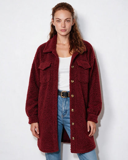 Longline Teddy Coat | Women | Soft Plush Jacket | Cozy Winter Outerwear | Steven & Levon