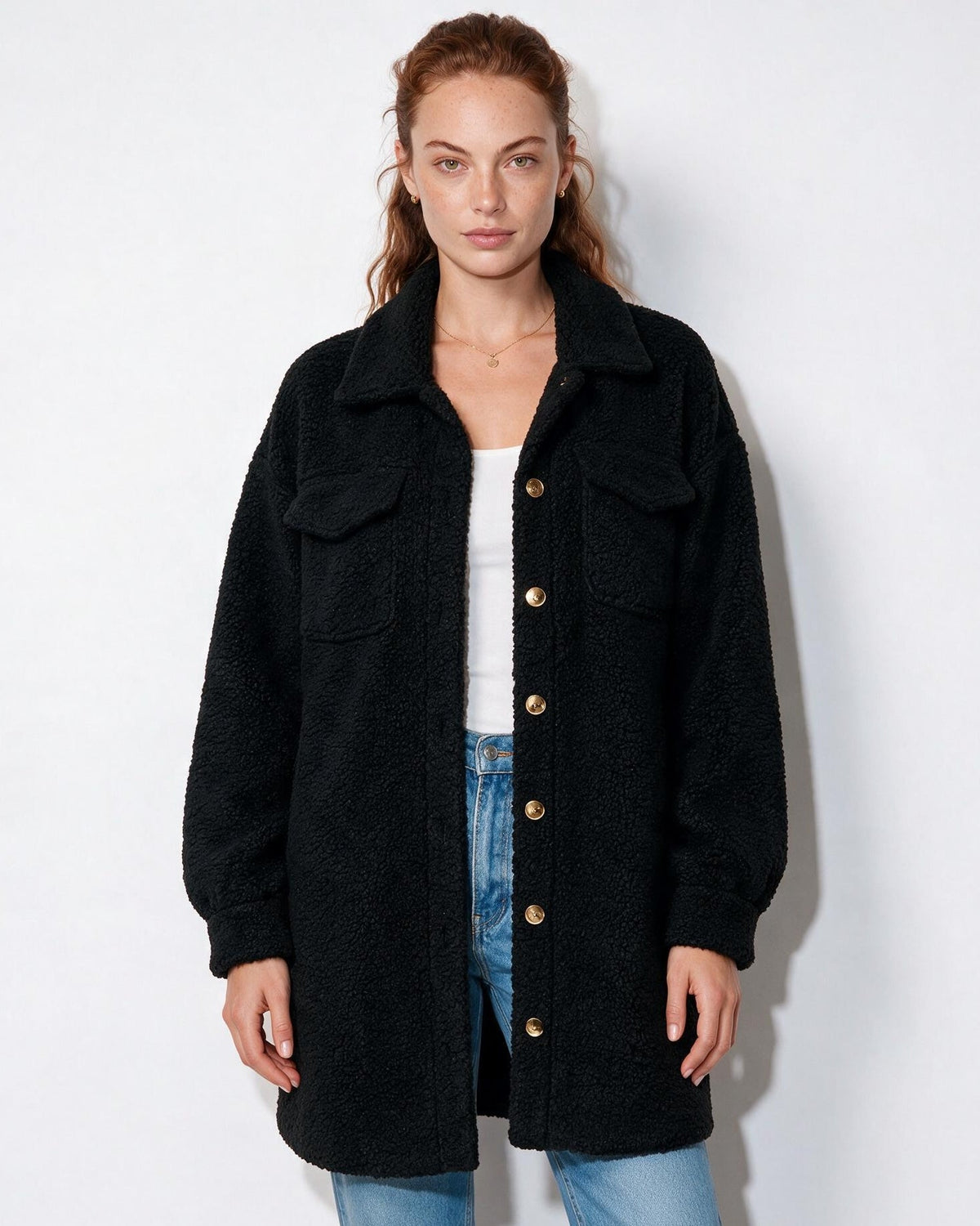 Longline Teddy Coat | Women | Soft Plush Jacket | Cozy Winter Outerwear | Steven & Levon