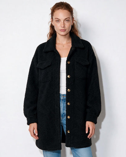 Longline Teddy Coat | Women | Soft Plush Jacket | Cozy Winter Outerwear | Steven & Levon
