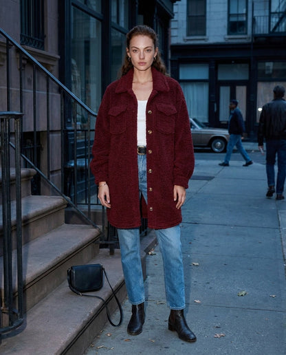 Longline Teddy Coat | Women | Soft Plush Jacket | Cozy Winter Outerwear | Steven & Levon