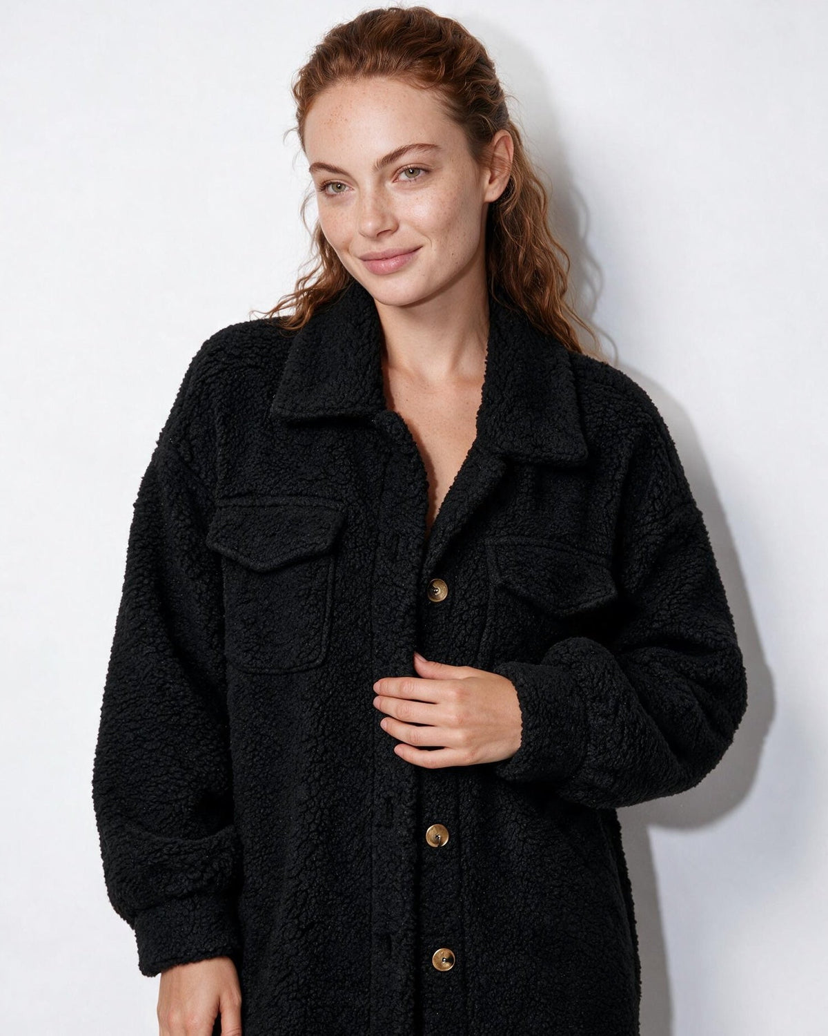 Longline Teddy Coat | Women | Soft Plush Jacket | Cozy Winter Outerwear | Steven & Levon
