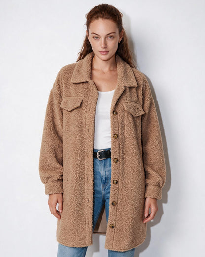 Longline Teddy Coat | Women | Soft Plush Jacket | Cozy Winter Outerwear | Steven & Levon