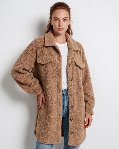 Longline Teddy Coat | Women | Soft Plush Jacket | Cozy Winter Outerwear | Steven & Levon