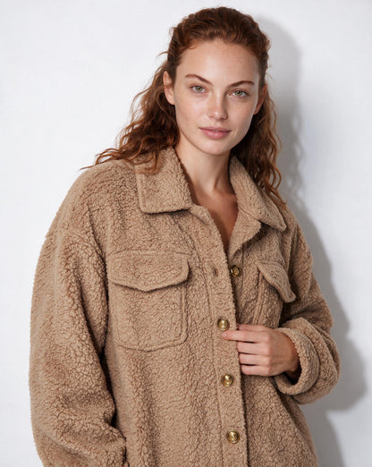 Longline Teddy Coat | Women | Soft Plush Jacket | Cozy Winter Outerwear | Steven & Levon