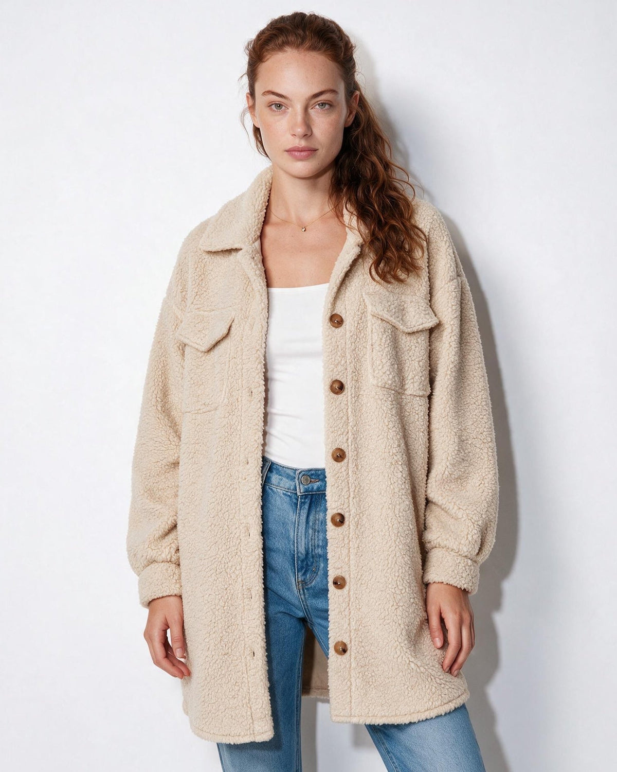 Longline Teddy Coat | Women | Soft Plush Jacket | Cozy Winter Outerwear | Steven & Levon
