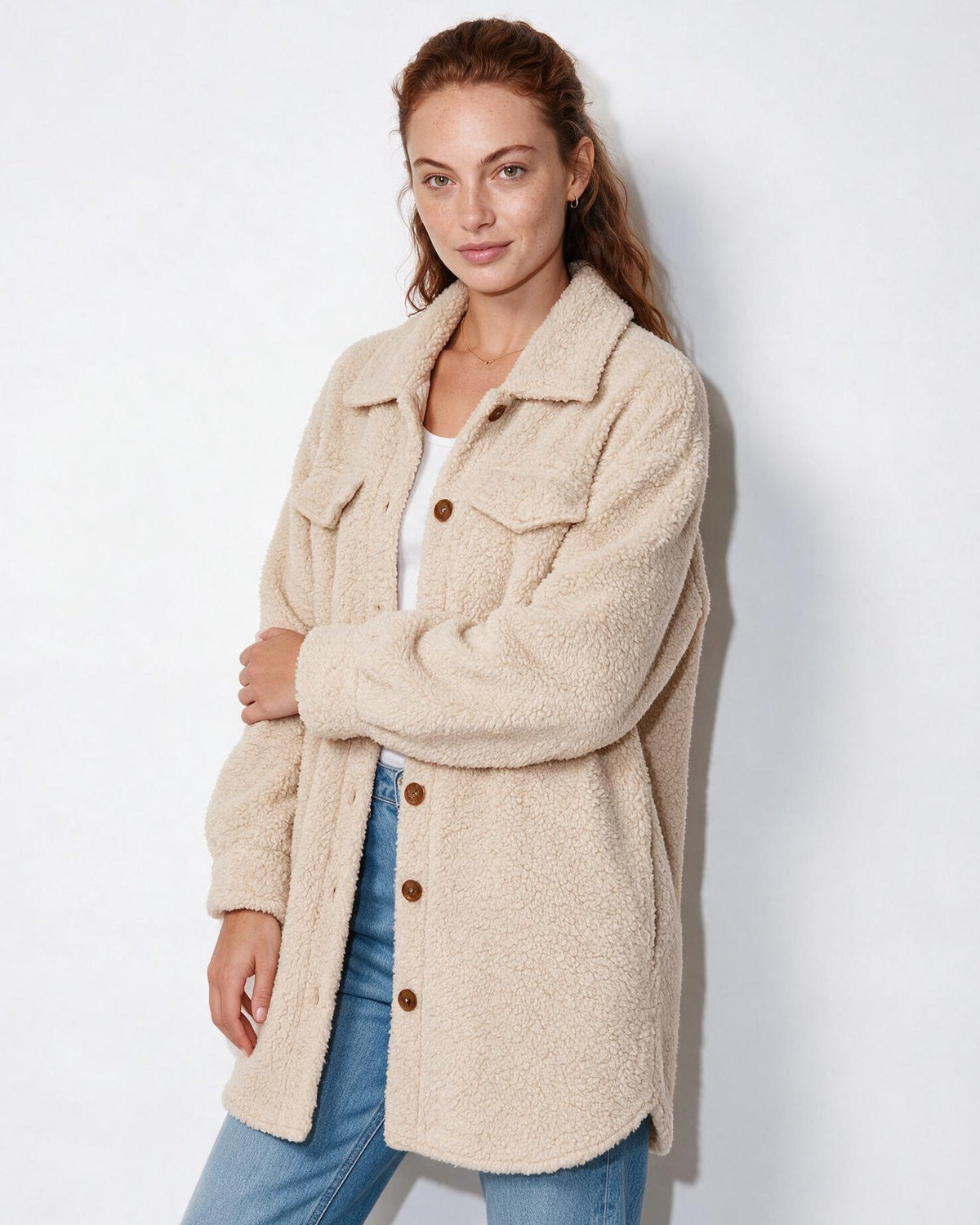 Longline Teddy Coat | Women | Soft Plush Jacket | Cozy Winter Outerwear | Steven & Levon