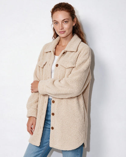 Longline Teddy Coat | Women | Soft Plush Jacket | Cozy Winter Outerwear | Steven & Levon