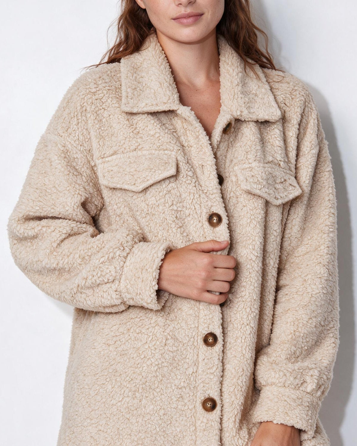 Longline Teddy Coat | Women | Soft Plush Jacket | Cozy Winter Outerwear | Steven & Levon