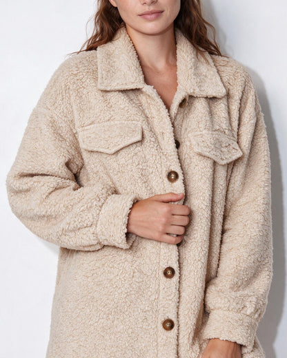 Longline Teddy Coat | Women | Soft Plush Jacket | Cozy Winter Outerwear | Steven & Levon
