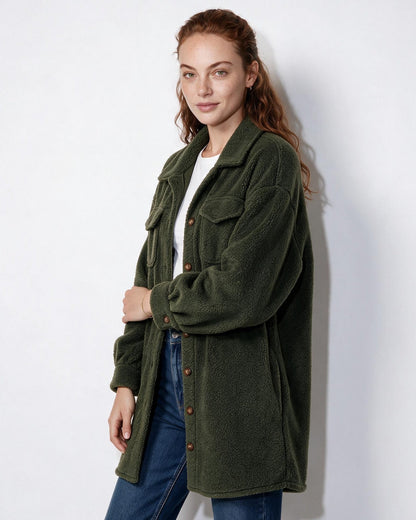 Longline Teddy Coat | Women | Soft Plush Jacket | Cozy Winter Outerwear | Steven & Levon