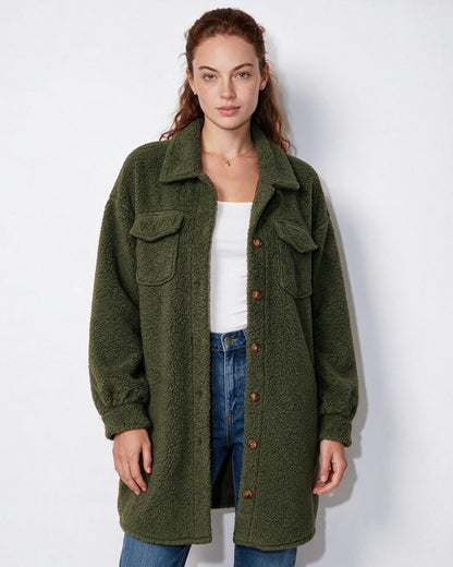 Longline Teddy Coat | Women | Soft Plush Jacket | Cozy Winter Outerwear | Steven & Levon