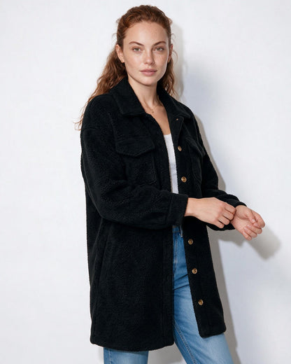 Longline Teddy Coat | Women | Soft Plush Jacket | Cozy Winter Outerwear | Steven & Levon