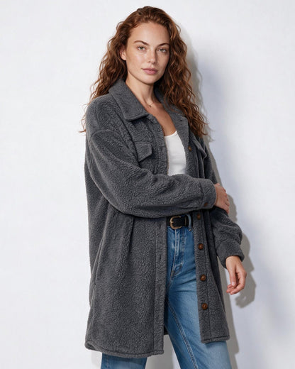 Longline Teddy Coat | Women | Soft Plush Jacket | Cozy Winter Outerwear | Steven & Levon