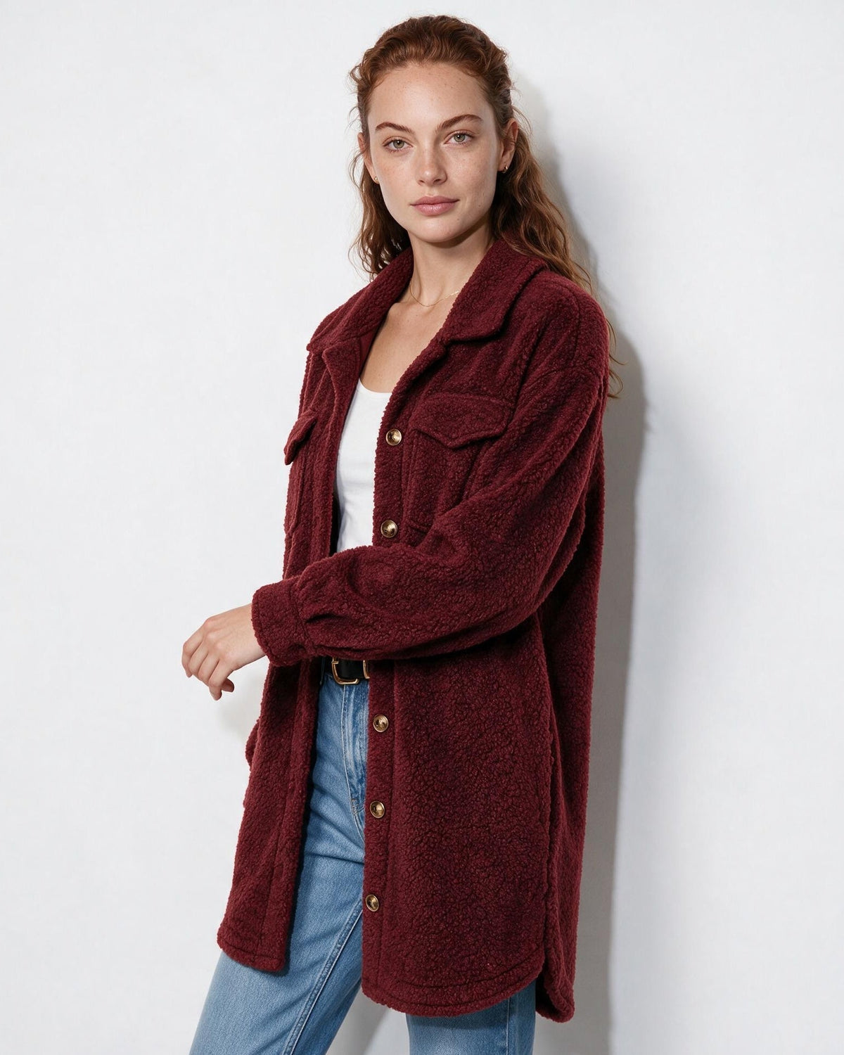 Longline Teddy Coat | Women | Soft Plush Jacket | Cozy Winter Outerwear | Steven & Levon