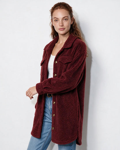 Longline Teddy Coat | Women | Soft Plush Jacket | Cozy Winter Outerwear | Steven & Levon