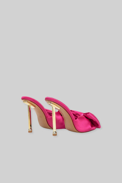 Satin High Heel Sandals | Women | Ribbon Detail | Fuchsia | Steven & Levon