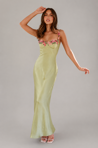 Elegant Floral Embroidered Maxi Dress | Women | Floral Detail | Steven & Levon
