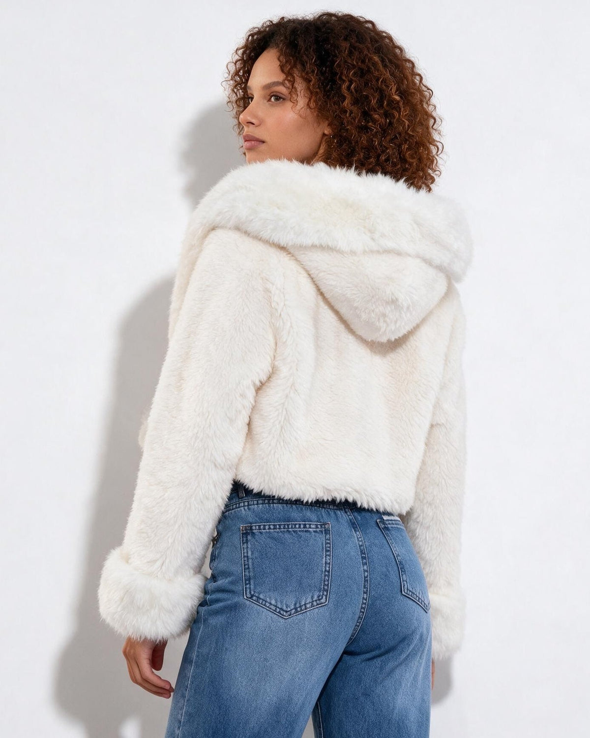 Hooded Faux Fur Coat | Women | Soft Plush Jacket | Warm Winter Outerwear | Steven & Levon