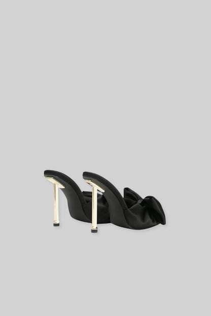 Satin High Heel Sandals | Women | Ribbon Detail | Black | Steven & Levon