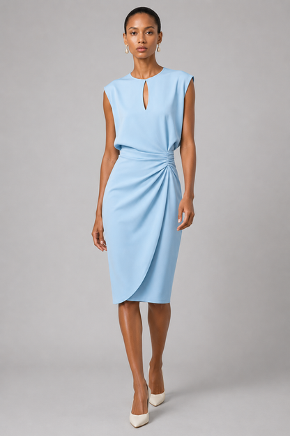 Elegant Draped Midi Dress | Women's Occasion Dress | Flattering Fit | Steven & Levon