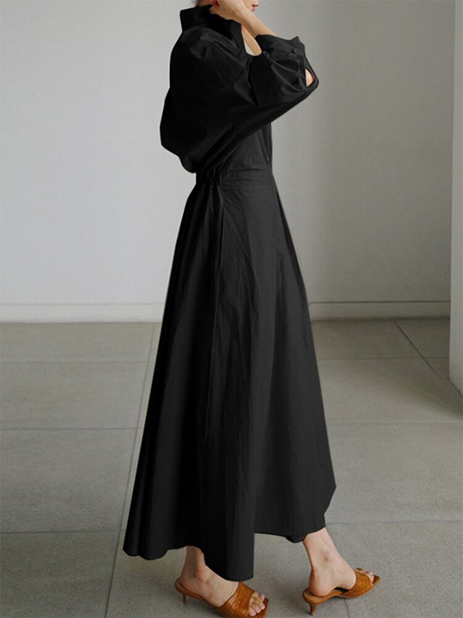 Women's Collared Belted Shirt Dress | Elegant Midi Dress | Steven & Levon