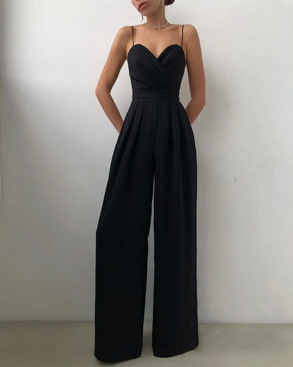 Sleeveless Wide Leg Jumpsuit | Women | High Waist | Elegant Fit | Casual & Formal Wear | Steven & Levon