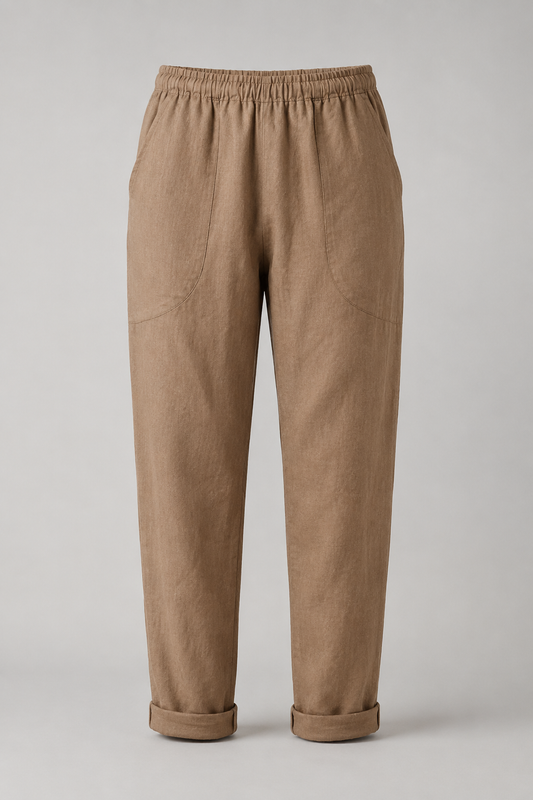 Women's Linen Cotton Tapered Trousers | Relaxed Fit Breathable Casual Pants | Steven & Levon