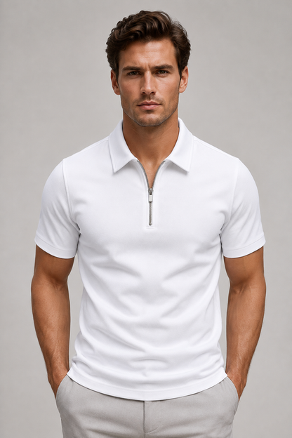 Men's Zippered Polo Shirt | Men | Casual Polo Top | Short Sleeve | Steven & Levon