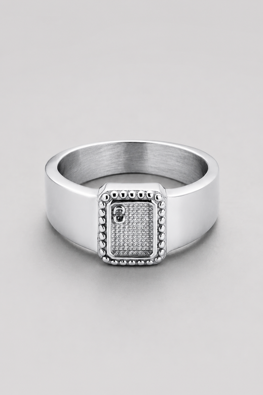 Royal Signet Ring | Silver | Unisex | Stainless Steel | Royal Crest Design | Classic Style | Steven & Levon