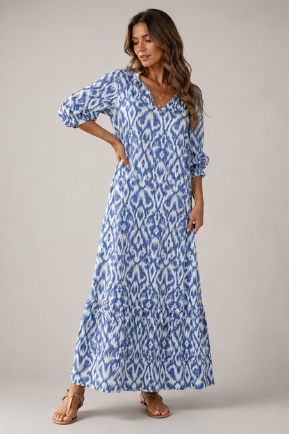 Summer Boho V-Neck Maxi Dress | Women | Flowy Holiday Dress | Steven & Levon