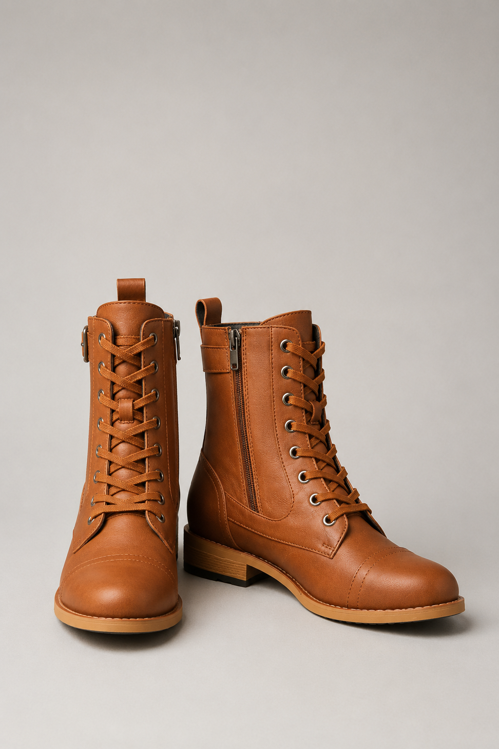 Lace-Up Ankle Boots for Women | Side Zip | Buckle Detail | Combat Style | Steven & Levon