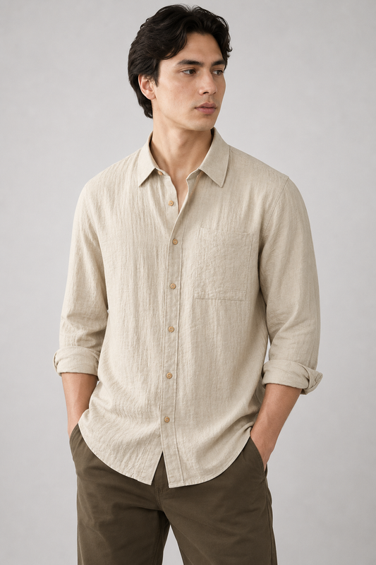 Men's Lightweight Linen Shirt | Linen Blend | Breathable Relaxed Fit Casual Summer Button-Up | Steven & Levon