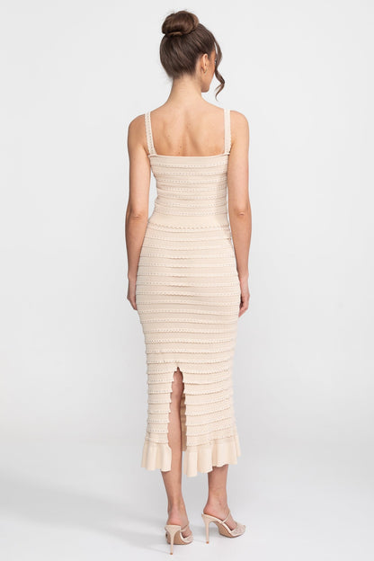 Textured Knit 3-Piece Set | Women | Blazer Top & Midi Skirt | Beige | Steven & Levon
