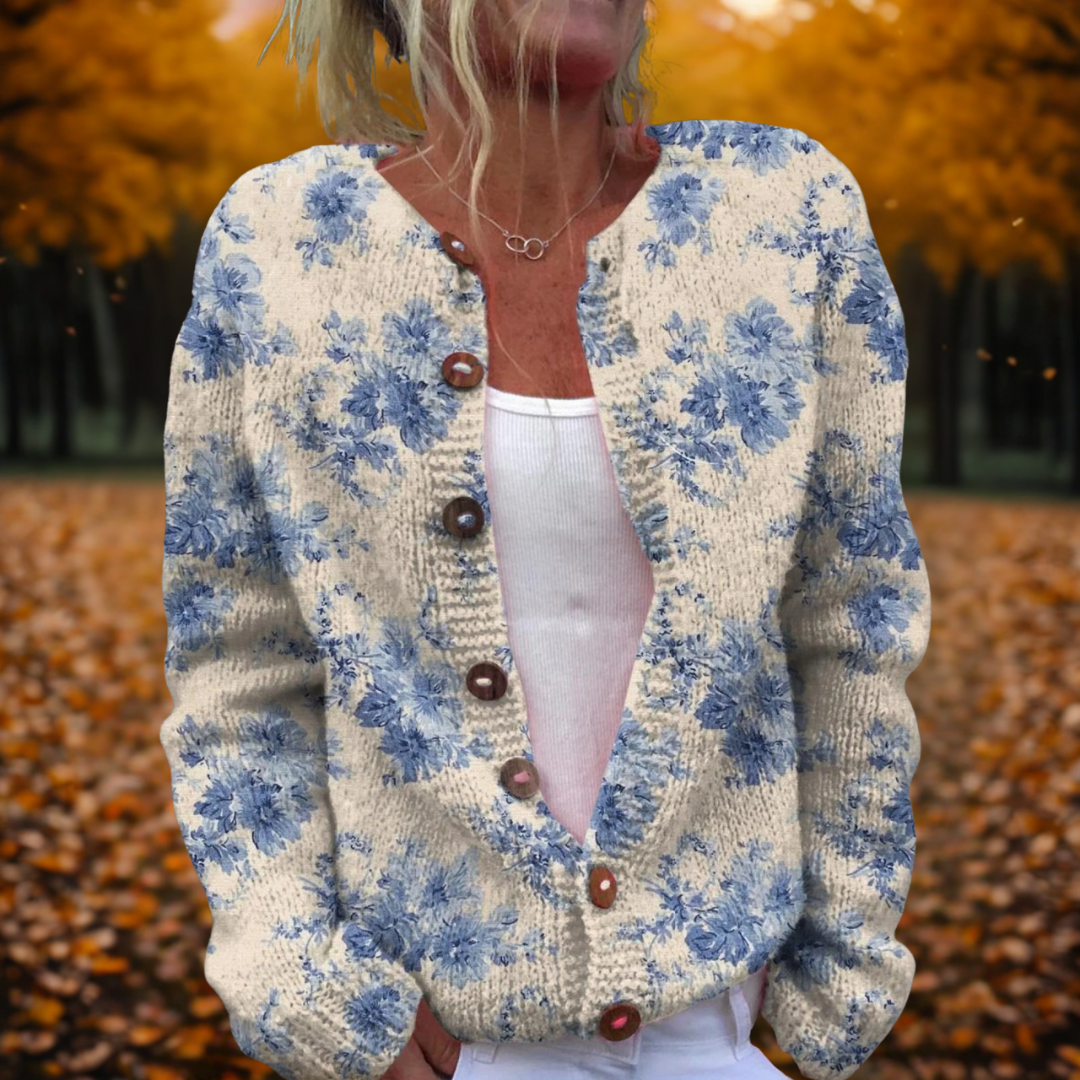 Floral Knit Cardigan | Women | Button Front | Soft Knit | Floral Pattern | Steven & Levon